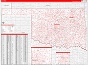 Oklahoma  Map Red Line Style