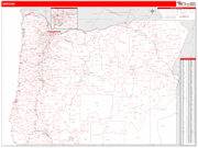 Oregon  Map Red Line Style