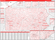 Pennsylvania  Map Red Line Style