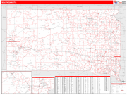 South Dakota  Map Red Line Style