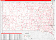 South Dakota  Map Red Line Style