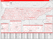 Tennessee  Map Red Line Style