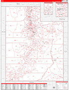 Utah  Map Red Line Style
