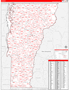 Vermont  Map Red Line Style