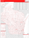 Wisconsin  Map Red Line Style