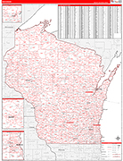 Wisconsin  Map Red Line Style