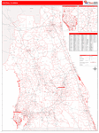 Florida Central  State Sectional Map Red Line Style