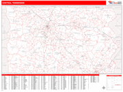 Central  Wall Map Red Line Style