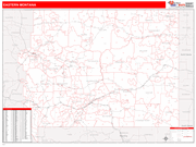Montana Eastern State Sectional Map Red Line Style