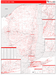 New York Eastern State Sectional Map Red Line Style