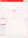 Oklahoma Eastern State Sectional Wall Map Red Line Style