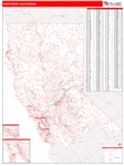 California Northern State Sectional Map Red Line Style