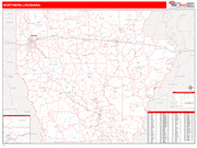 Louisiana Northern State Sectional Map Red Line Style
