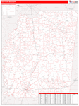 Mississippi Northern State Sectional Wall Map Red Line Style