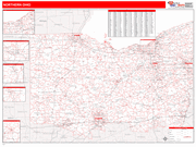 Ohio Northern State Sectional Wall Map Red Line Style