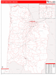 Oregon North Western State Sectional Wall Map Red Line Style