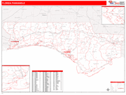 Florida Panhandle State Sectional Wall Map Red Line Style