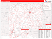 Alabama Southern State Sectional Map Red Line Style