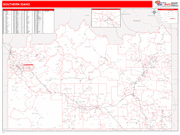 Idaho Southern State Sectional Wall Map Red Line Style