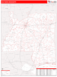 Mississippi Southern State Sectional Map Red Line Style