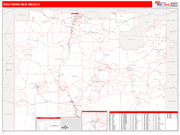 New Mexico Southern State Sectional Wall Map Red Line Style