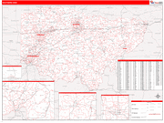 Ohio Southern State Sectional Wall Map Red Line Style