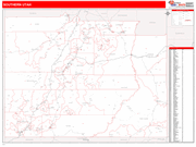 Utah Southern State Sectional Wall Map Red Line Style
