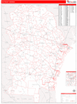 Georgia South Eastern State Sectional Wall Map Red Line Style