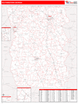 Georgia South Western State Sectional Wall Map Red Line Style
