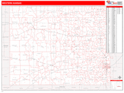Kansas Western State Sectional Map Red Line Style