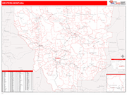 Montana Western State Sectional Map Red Line Style