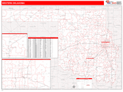 Oklahoma Western State Sectional Map Red Line Style