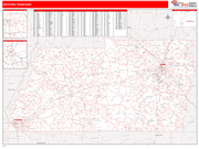 Tennessee Western State Sectional Map Red Line Style