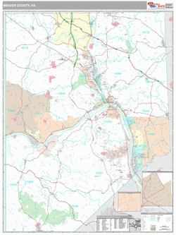 Beaver County, PA Map (Premium Style)