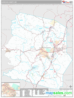 Harrison County, WV Map (Premium Style)