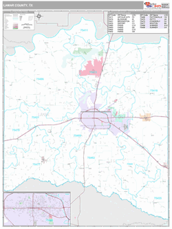 Lamar County, TX Map (Premium Style)