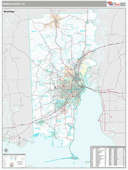 Mobile County, AL Zip Code Map (Premium Style)