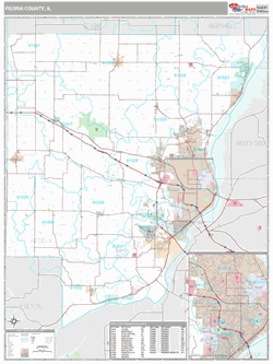 Peoria County, IL Map (Premium Style)