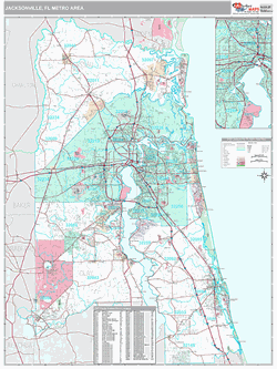 Jacksonville Metro Area, FL Zip Code Map (Premium Style)