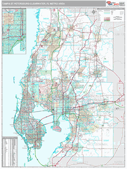 Tampa St Petersburg Clearwater Metro Area Map (Premium Style)