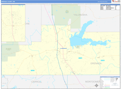 Grenada County, MS Digital Map Basic Style