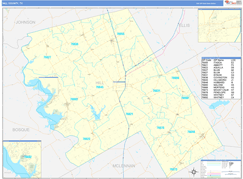 Hill County, TX Digital Map Basic Style