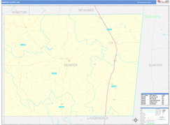 Kemper County, MS Digital Map Basic Style
