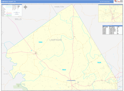 Lampasas County, TX Digital Map Basic Style
