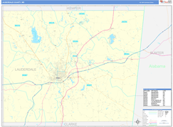 Lauderdale County, MS Digital Map Basic Style