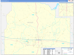 Lincoln Parish (County), LA Digital Map Basic Style