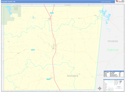 Noxubee County, MS Digital Map Basic Style