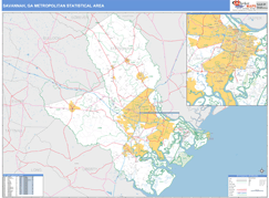 Savannah Metro Area Digital Map Basic Style