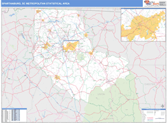 Spartanburg Metro Area Digital Map Basic Style