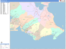 Honolulu Digital Map Color Cast Style